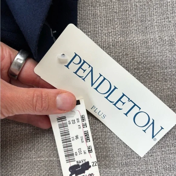 Pendleton Plus Navy 100% Virgin Wool Blazer Jacket USA Classic Career 90s 22W - Picture 7 of 10
